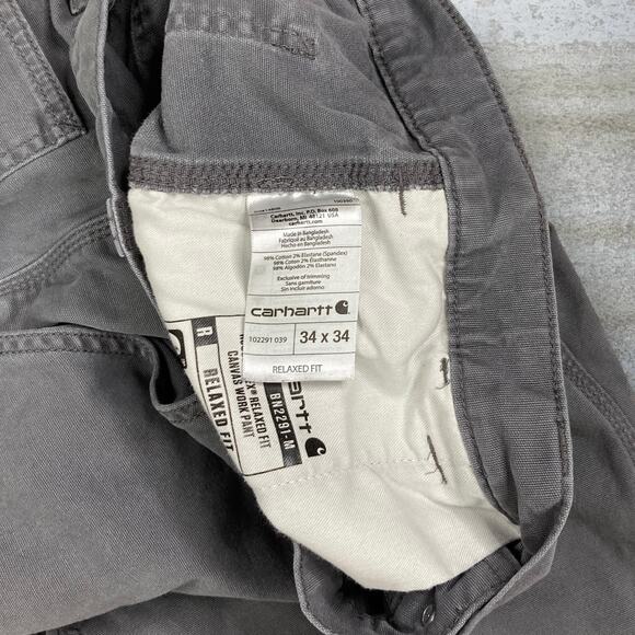 Vintage Carhartt Carpenter Pants Grey Canvas Relaxed Fit Dungarees Painters 90s - Picture 4 of 8